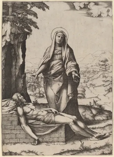 The Lamentation of the Virgin, 1510 – nr 1 av Marcantonio Raimondi