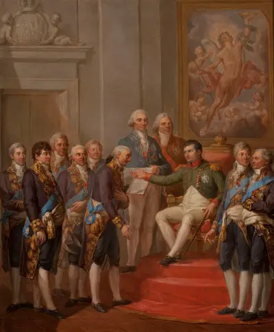 Granting of the Constitution of the Duchy of Warsaw by Napoleon av Marcello Bacciarelli