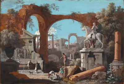 A Capriccio of Roman Ruins av Marco Ricci