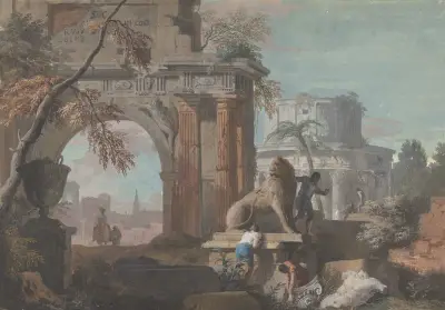 Capriccio with Roman Ruins av Marco Ricci