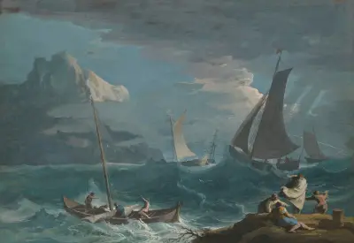 Fishing Boats in a Storm av Marco Ricci