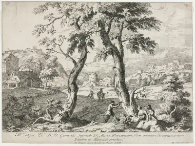 View of a Village with Figures in the Foreground av Marco Ricci