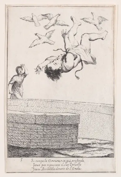 Plate 11; Bertoldino falling into the fish pond av Giuseppe Maria Crespi
