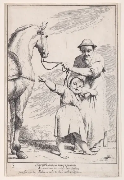 Plate 17; Marcolfa shows Cacasenno a horse av Giuseppe Maria Crespi