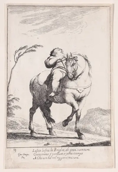 Plate 18; Cacasenno on horseback av Giuseppe Maria Crespi