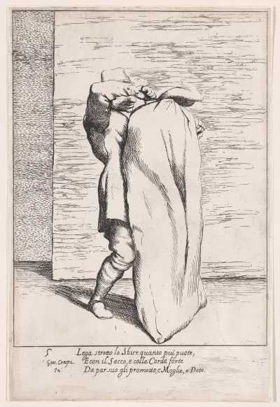 Plate 5; Bertoldo putting the jailor into the sack av Giuseppe Maria Crespi