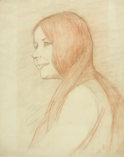 Smiling Girl’s Head, Side View av Maria Wiik