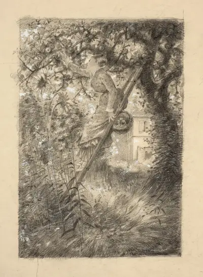 Äppelplockning av Marie Bracquemond