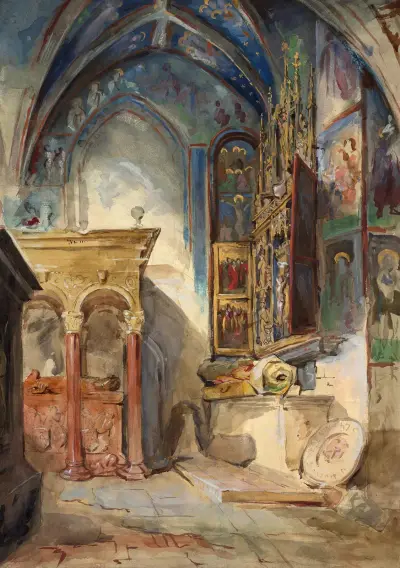 Wnętrze kościoła, Marie Bracquemond