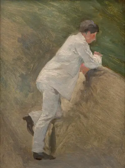 Study of a man in a white suit for ‘En bateau (Sisley et sa femme)’ av Marie Bracquemond