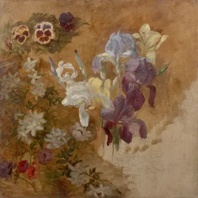 Studie av blommor av Marie Bracquemond