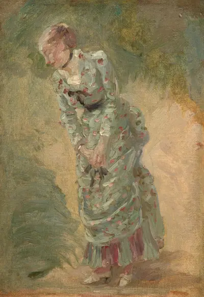 Studie einer Frau mit Blumen von Marie Bracquemond