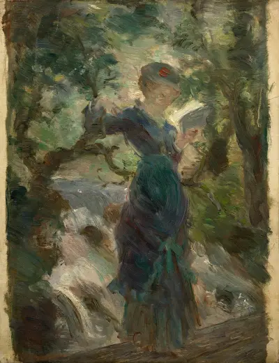 Young lady reading av Marie Bracquemond