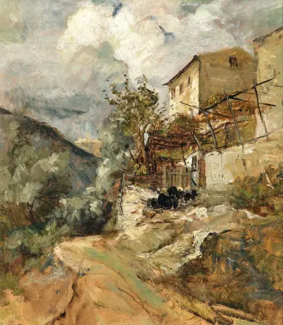 Südliche Landschaft mit Schafen von Marie Egner