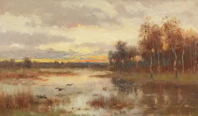 Kleine Moorlandschaft in der Dämmerung von Marie Egner