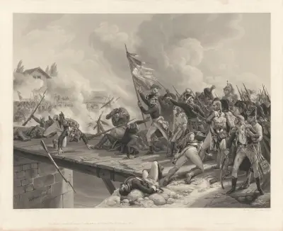 Arcole (efter Horace Vernet) av Jean-Pierre-Marie Jazet
