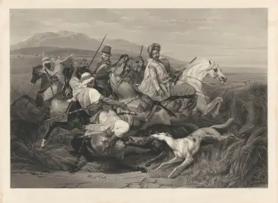 Chasse au sanglier (after Horace Vernet) av Jean-Pierre-Marie Jazet