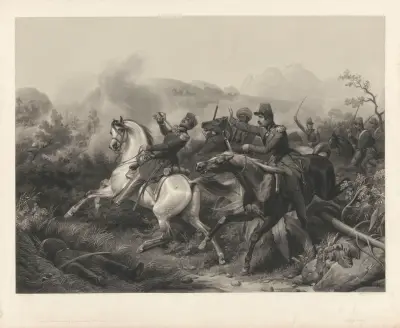 Striden vid Muley-Ismaël (efter Horace Vernet) av Jean-Pierre-Marie Jazet
