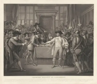 Cromwell upplöser parlamentet (efter Benjamin West) av Jean-Pierre-Marie Jazet