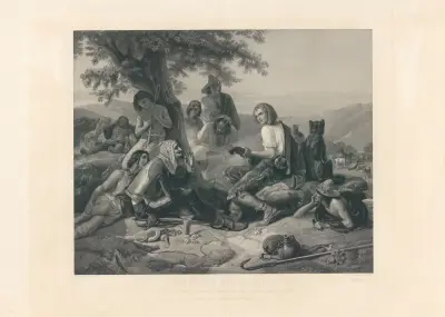 Don Quixote unter den hirten (after Adolf Schrödter) av Jean-Pierre-Marie Jazet