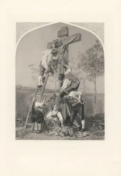 La Fête-Dieu (after Gustave Brion) av Jean-Pierre-Marie Jazet