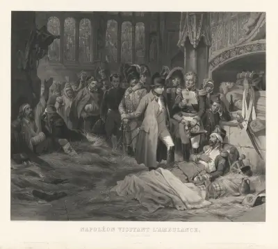 En soldats liv 1, Napoleon besöker sjukstugan (efter Hippolyte Bellangé) av Jean-Pierre-Marie Jazet