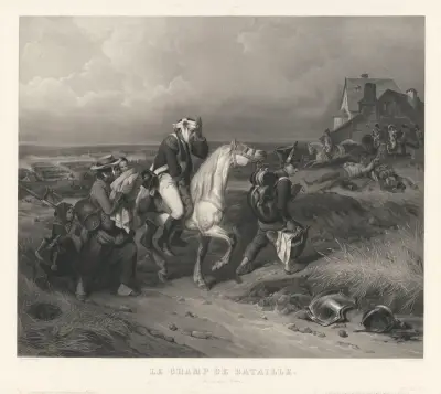 En soldats liv.. 2, Slagfältet (efter Hippolyte Bellangé) av Jean-Pierre-Marie Jazet