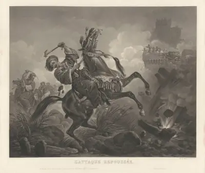 Det avvärjda anfallet (efter Carle Vernet) av Jean-Pierre-Marie Jazet