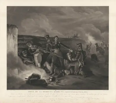 Intagandet av Kabrunns redutt (Försvaret av Danzig, 1813) av Jean-Pierre-Marie Jazet