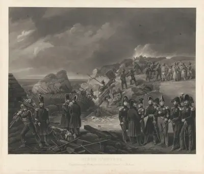 Belägringen av Antwerpen – Etablering vid bräschen vid Lunette St Laurent (15 december 1832) av Jean-Pierre-Marie Jazet
