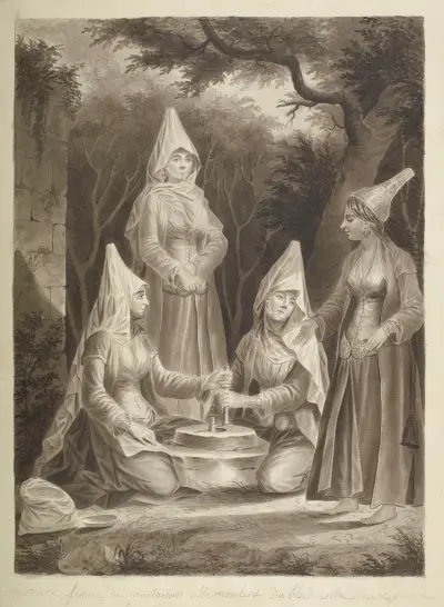 Druze, femme de (…) elle moulent du blé entre deux pierre av François-Marie Rosset