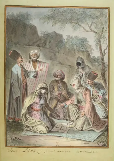 Femme d’Afrique jouant avec une arménienne av François-Marie Rosset