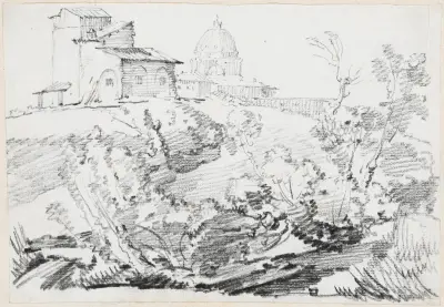 A Building on a Hill with Saint Peter’s in the Distance av Joseph-Marie Vien