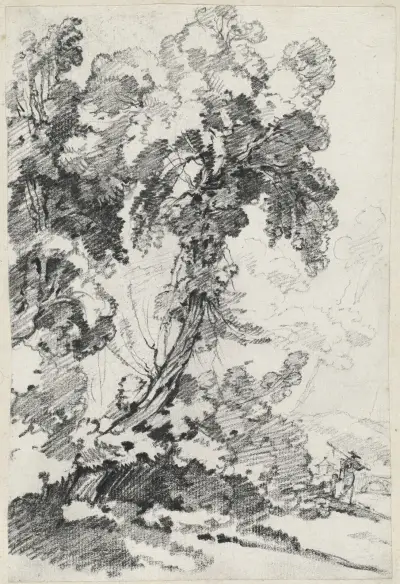A Towering Tree with Travelers av Joseph-Marie Vien