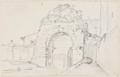 Arch of Drusus near the Appian Way av Joseph-Marie Vien