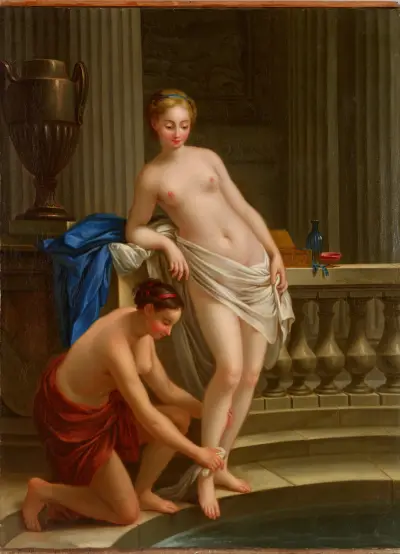Callisto, nymphe de Diane sortant du bain av Joseph-Marie Vien