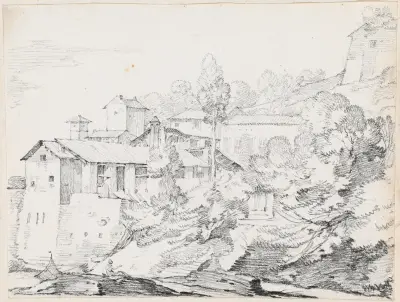 Italian Buildings on a Hillside av Joseph-Marie Vien