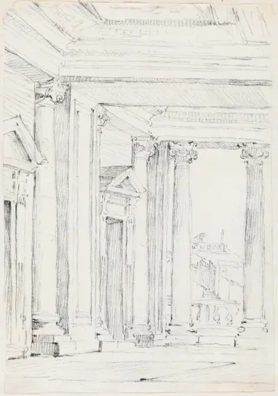 Portico of the Palazzo Nuovo,on the Campidoglio av Joseph-Marie Vien