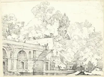 The Fishpond at Villa Madama av Joseph-Marie Vien