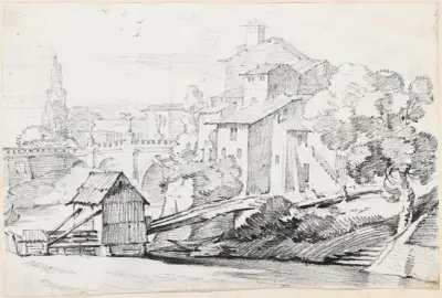 Ponte Sant'Angelo a domy na východním břehu Tibery, Joseph-Marie Vien