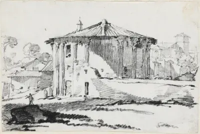 Det runda templet på Piazza Bocca della Verità, Rom av Joseph-Marie Vien