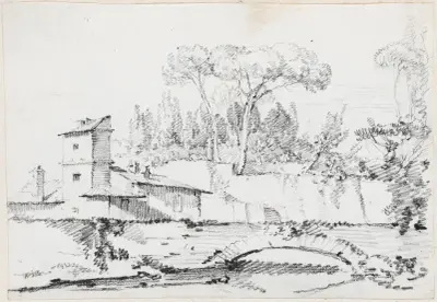 View of the Prato of the Villa Borghese av Joseph-Marie Vien