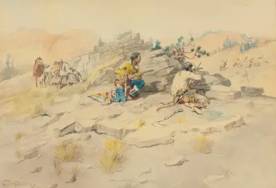 Indians Stalking Elk av Charles Marion Russell
