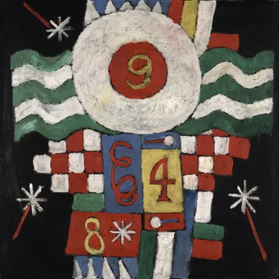 Sammlung von Zahlen, Entwürfen und Buchstaben, die ich zu Beginn des Krieges in Berlin sah – militärischer Natur von Marsden Hartley