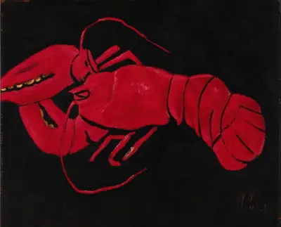 Lobster on Black Background av Marsden Hartley