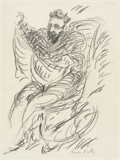 Studie eines sitzenden Mannes mit Bart und Brille von Marsden Hartley
