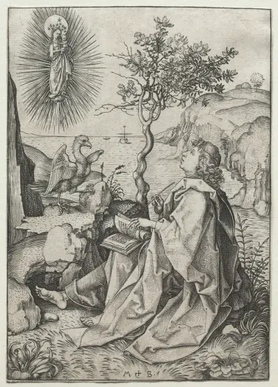 Johannes evangelisten på Patmos av Martin Schongauer