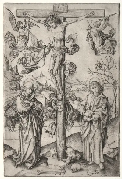 The Crucifixion with Four Angels av Martin Schongauer