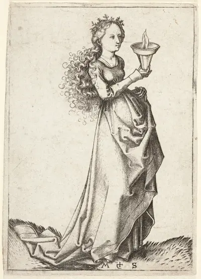 The first wise Virgin av Martin Schongauer