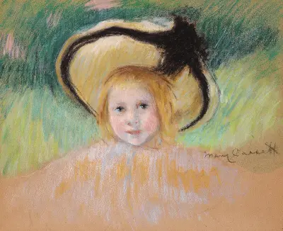 Girl in a Hat with a Black Ribbon av Mary Cassatt